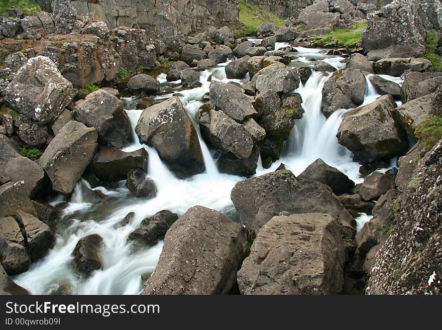 Small waterfall in Dingvellir national park, Iceland. Small waterfall in Dingvellir national park, Iceland