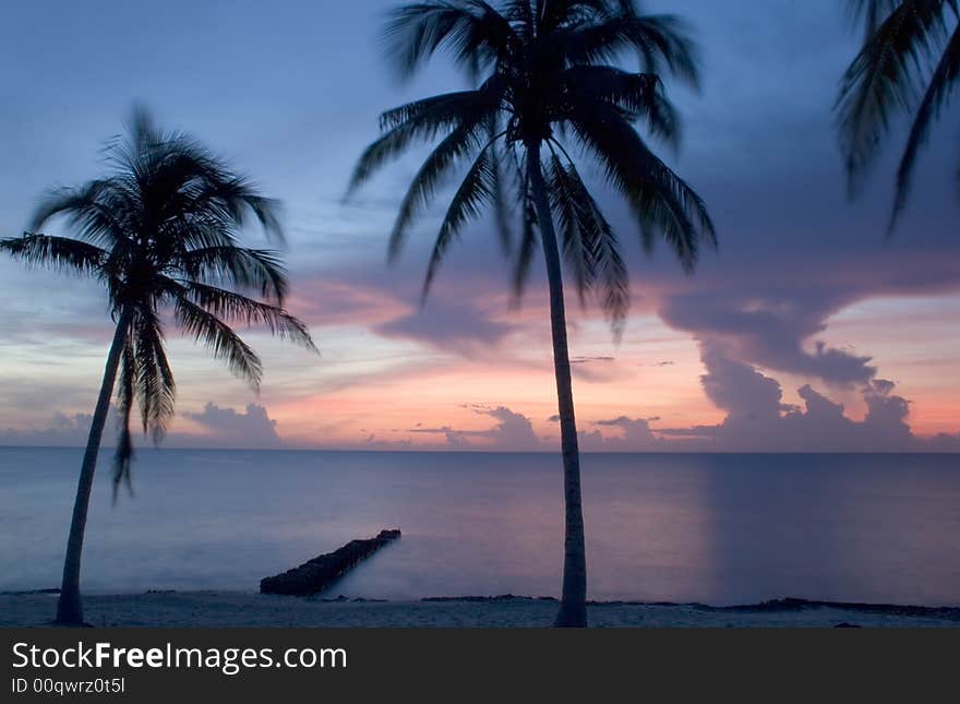 Sunset on the sea with clouds