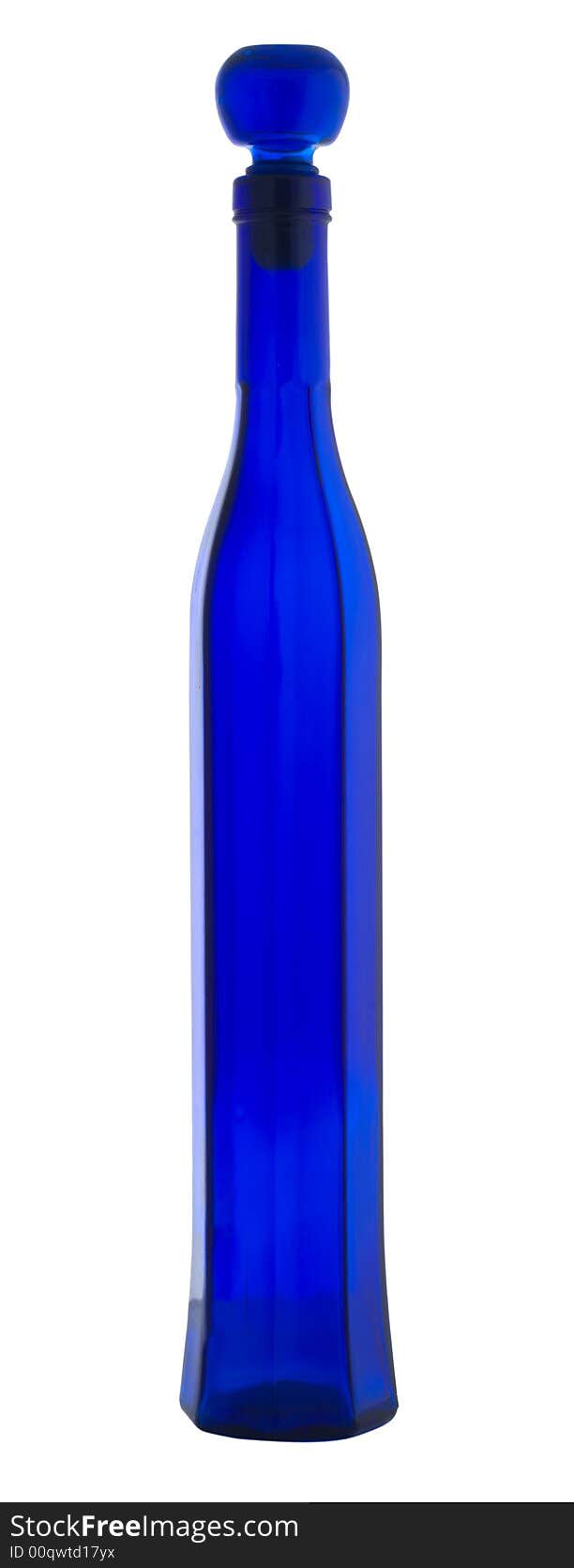 Blue empty bottle on the white. Blue empty bottle on the white