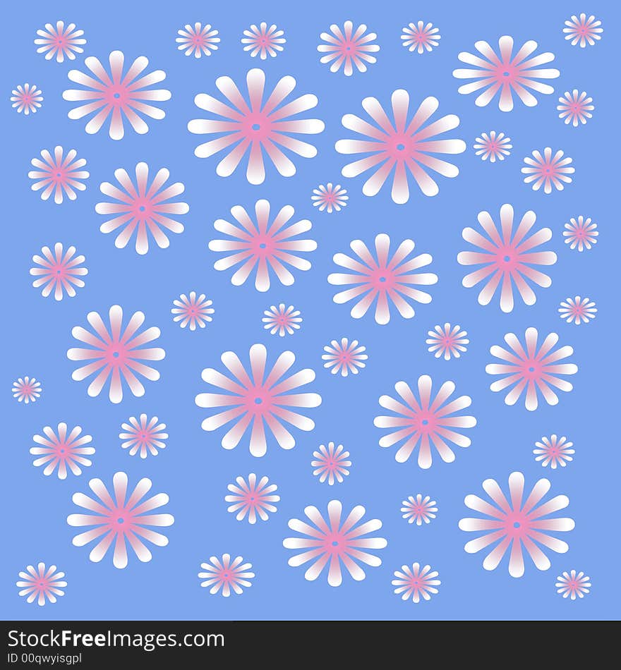 Pink spring flowers on solid background illustration. Pink spring flowers on solid background illustration