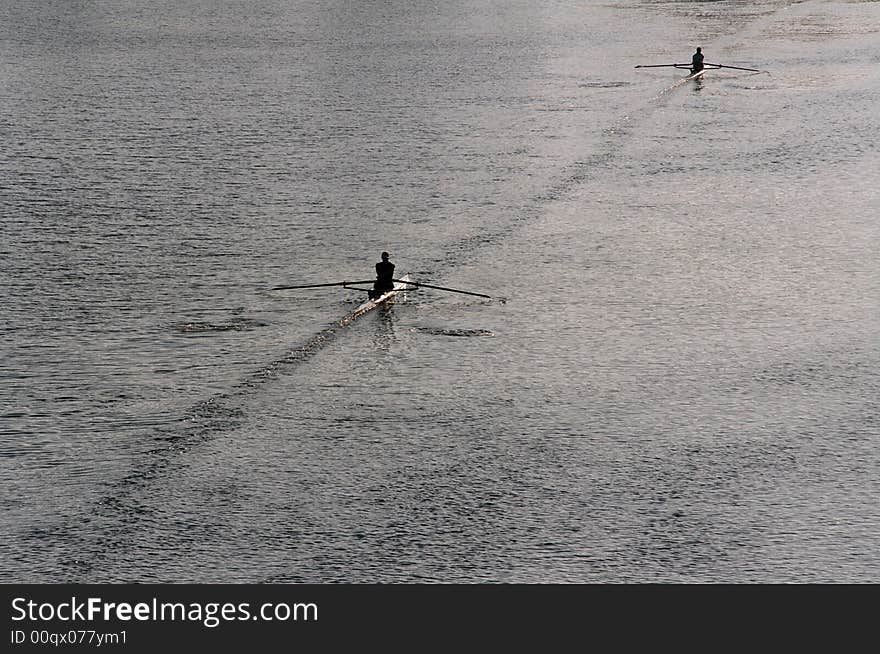 Two early morning rowers on the Yarra River