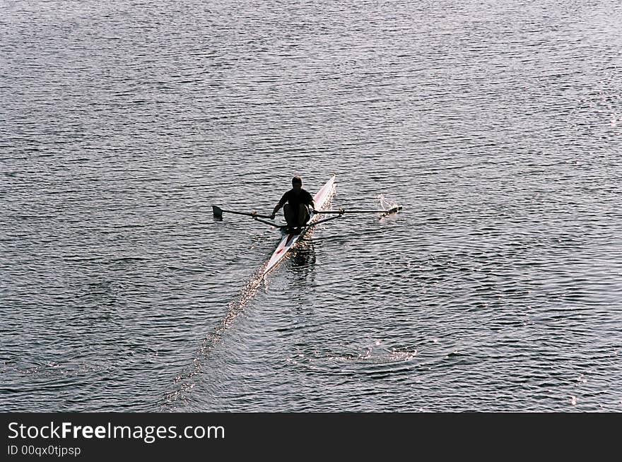 Early morning rower on the Yarra River