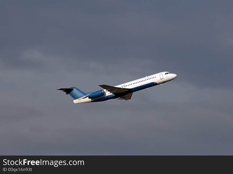 Passenger airplane minutes after takeoff