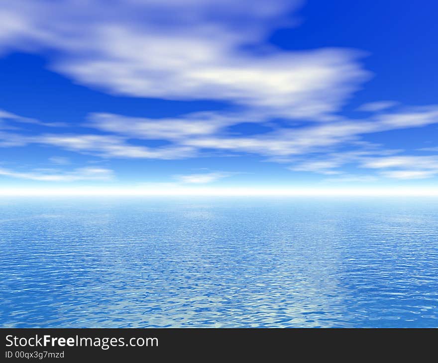 Beautiful summer seascape. 3d image. Beautiful summer seascape. 3d image