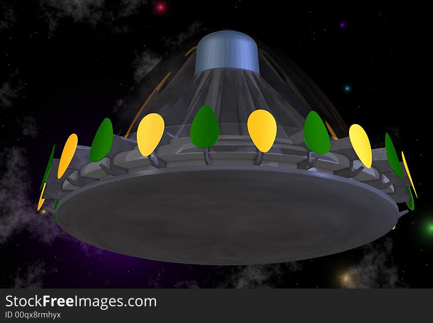 UFO in cartoon style