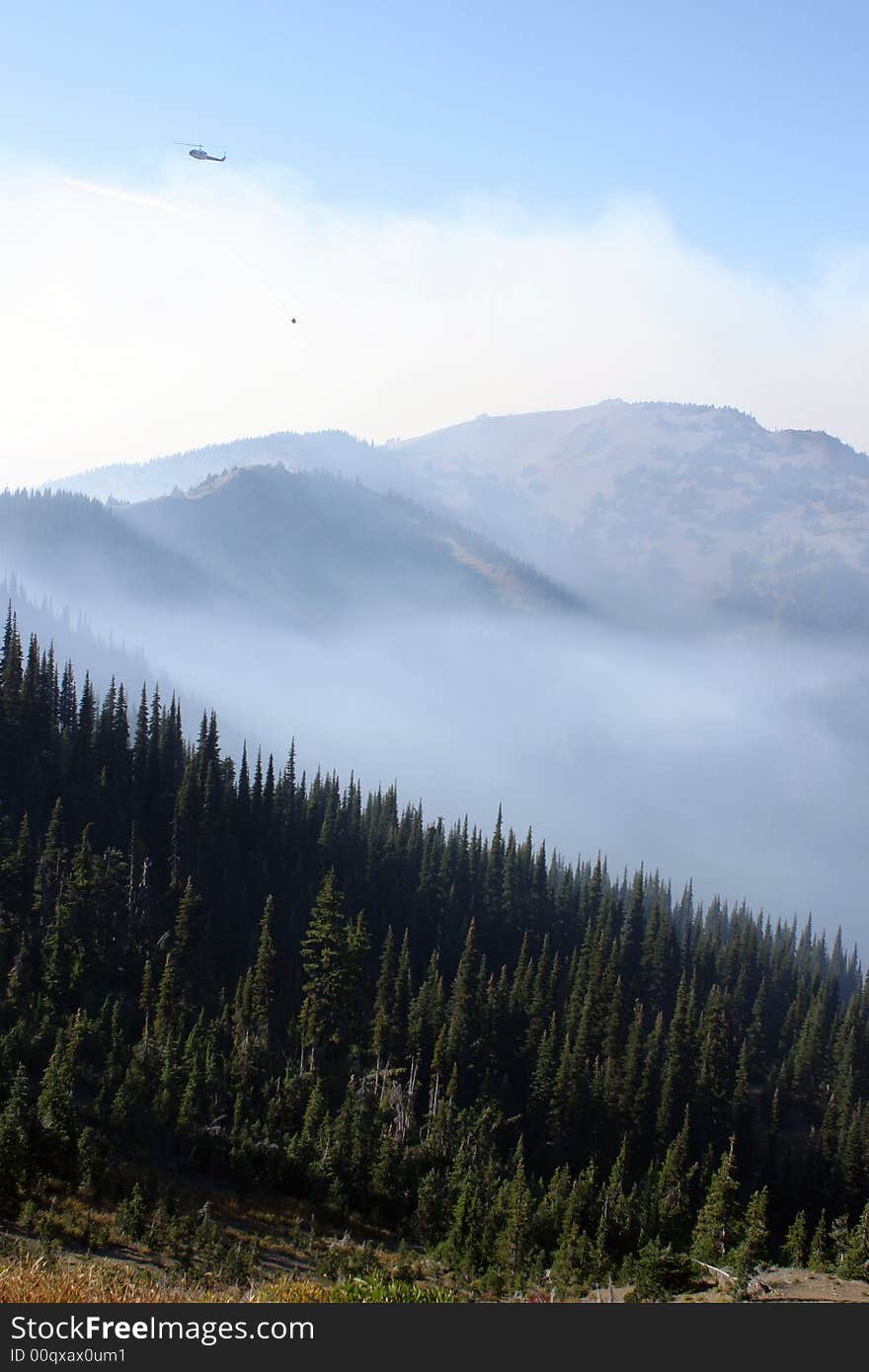 A fire helicopter in flight