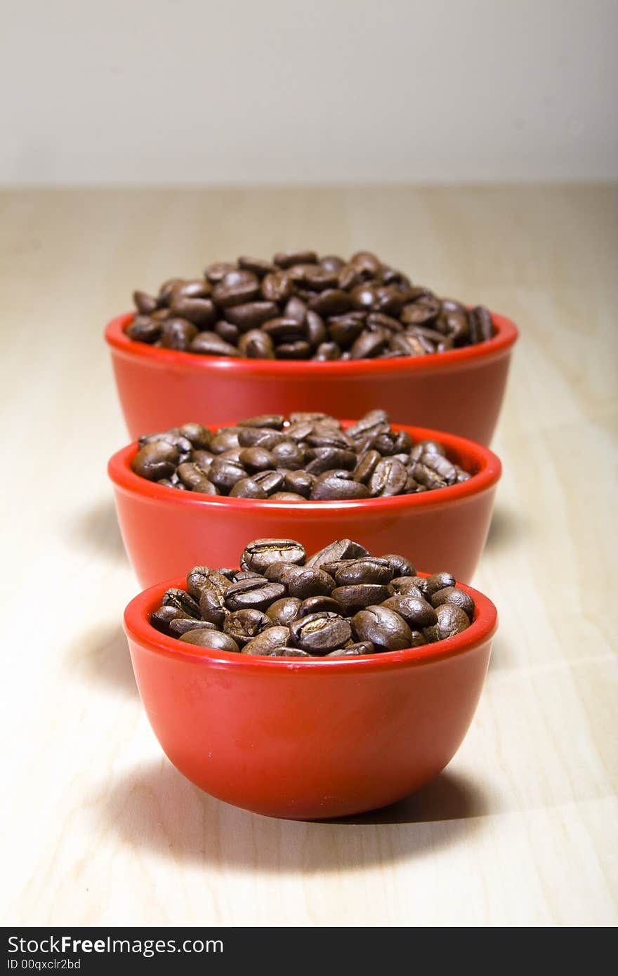 Coffee beans in red bowls  2