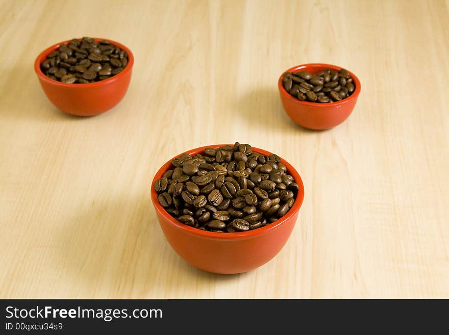 Coffee Beans In Red Bowls  4