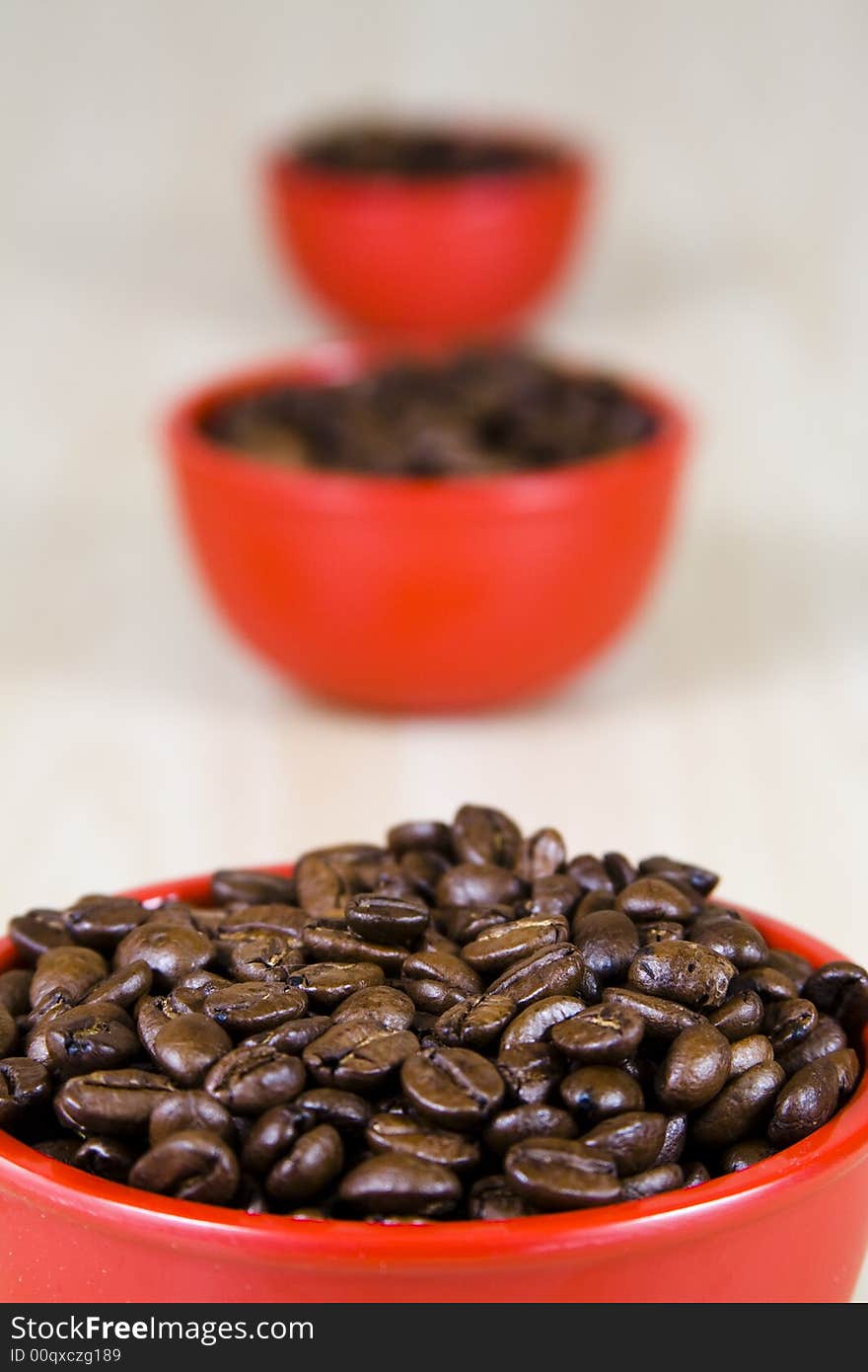 Coffee beans in red bowls  7