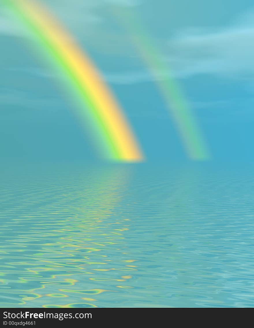 Beautiful rainbow over a sea