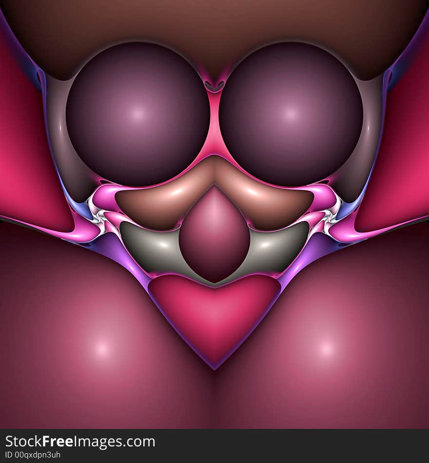 Bulbous pink heart face