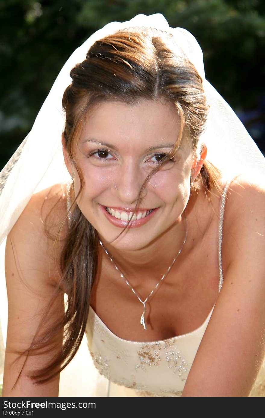 Young bride posing in the wedding day. Young bride posing in the wedding day