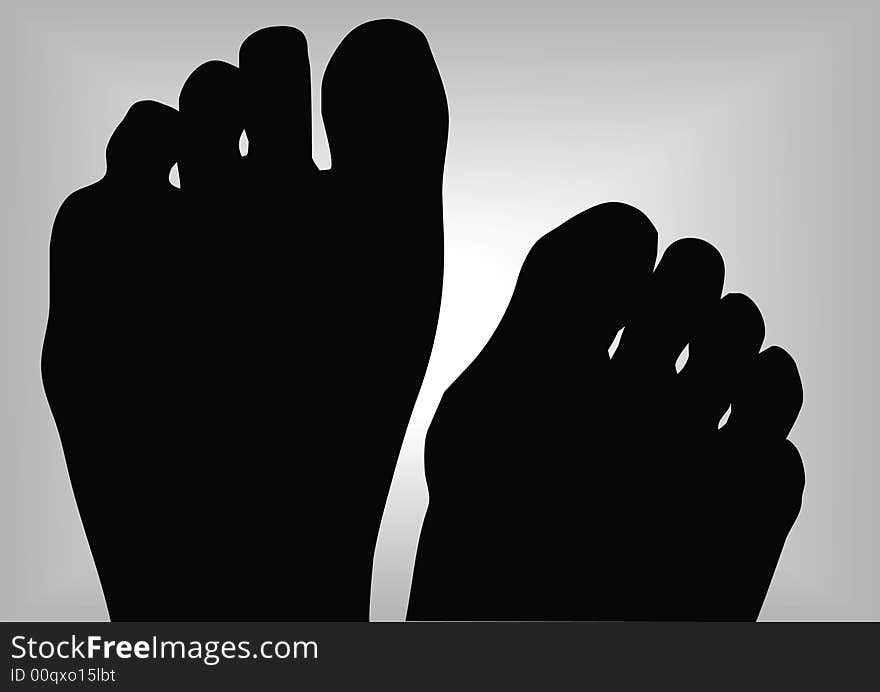 Black silhouette of two foots. Black silhouette of two foots