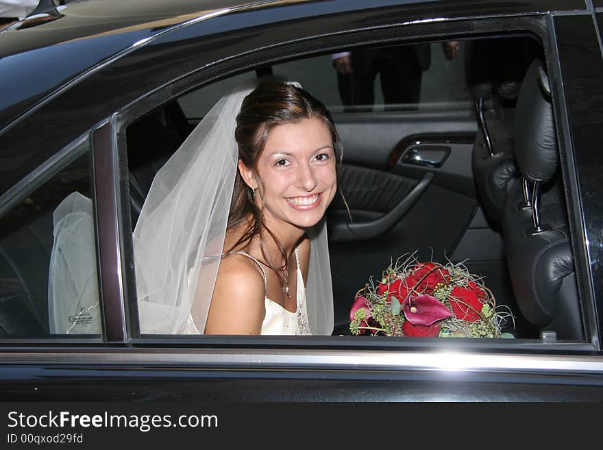 Bride in the car