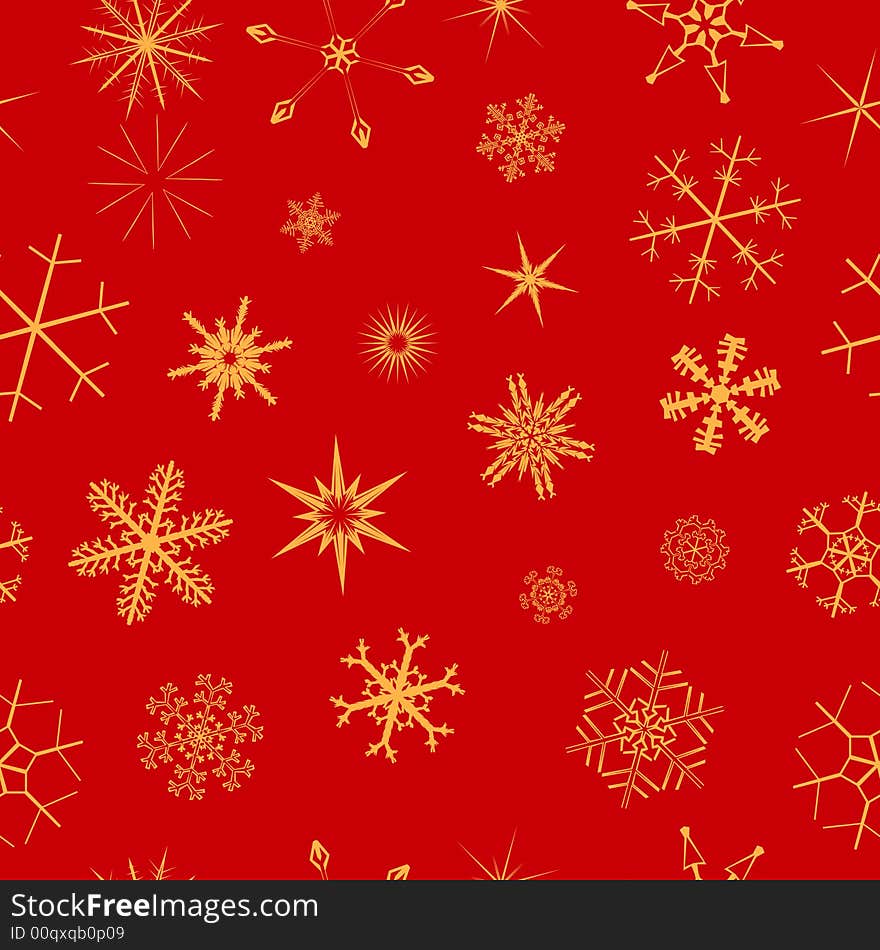 Golden seamless swatch vector with funny snowflakes. Golden seamless swatch vector with funny snowflakes