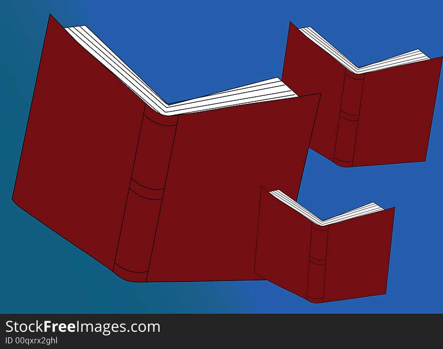 Red book on blue background