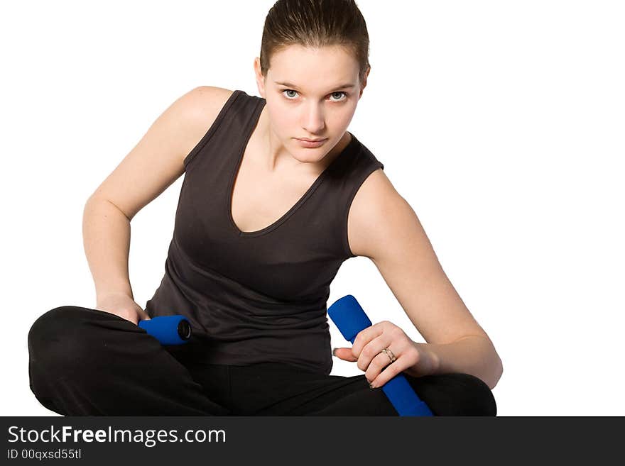 Sexy woman with weights