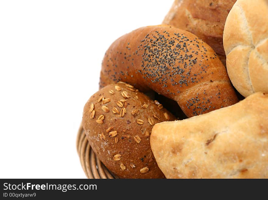 Bread and bakeries on white background