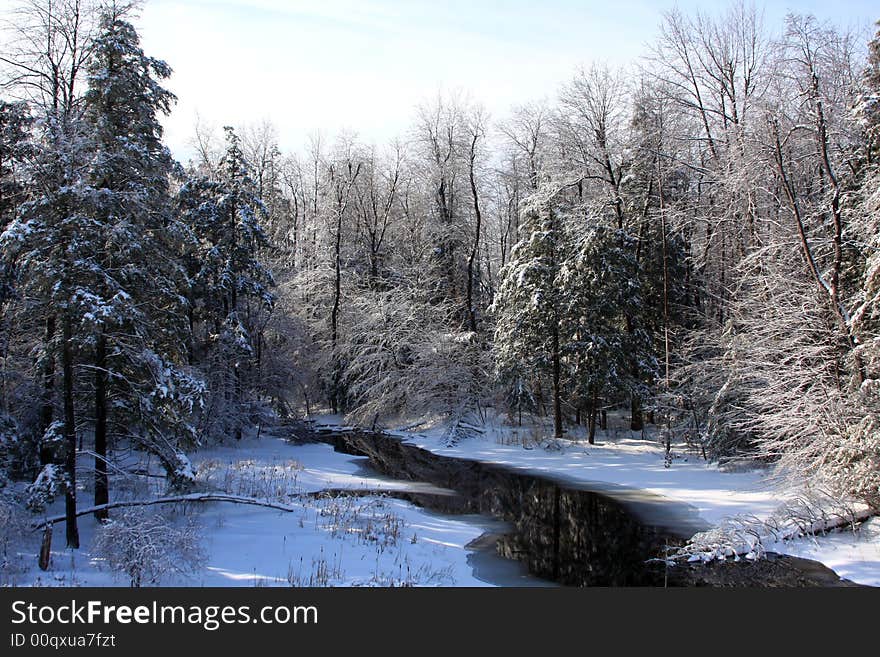 Winter fights to try and freeze this stubborn creek winding its way through Northern New Yorl. Winter fights to try and freeze this stubborn creek winding its way through Northern New Yorl.