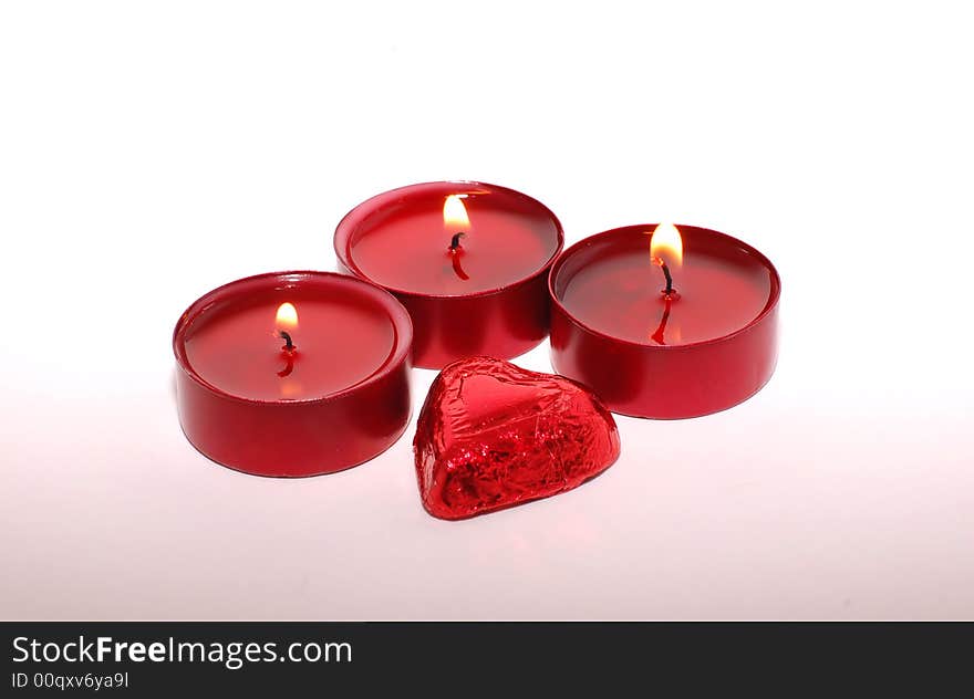 Three Candles And Valentine Candy