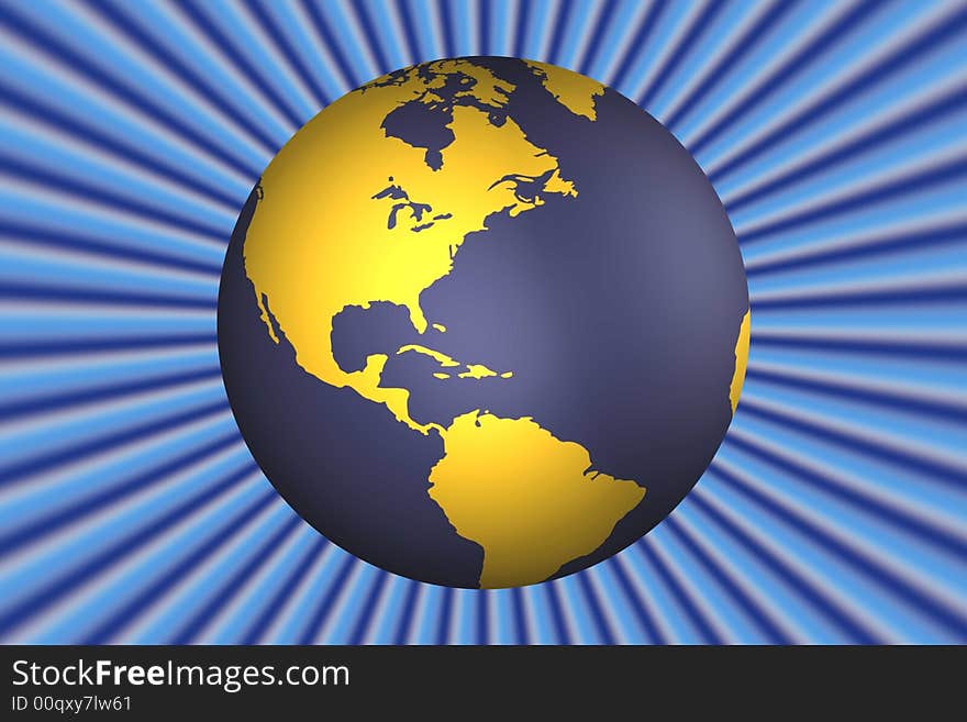 Illustrated earth on a abstract blue background. Illustrated earth on a abstract blue background