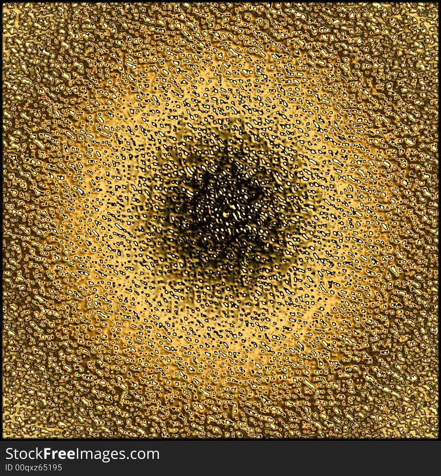 Textured golden background with black hole effect in center or centre.