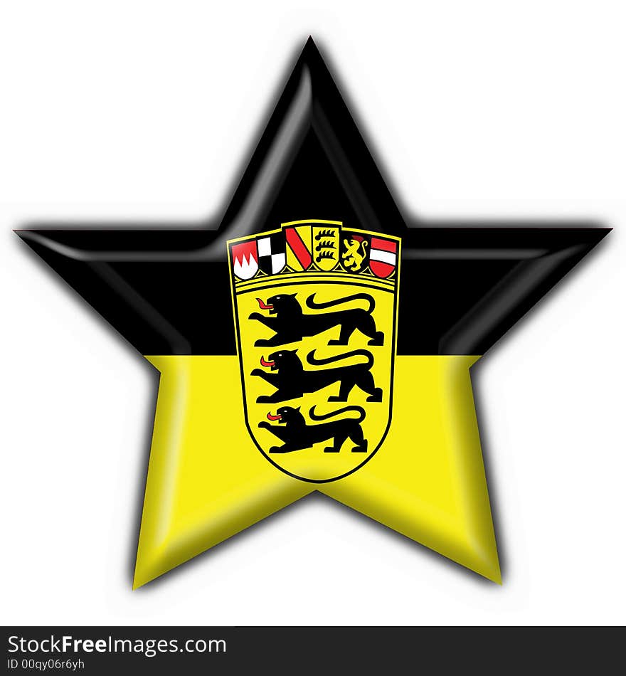 Baden Württemberg button flag star shape 3d. Baden Württemberg button flag star shape 3d