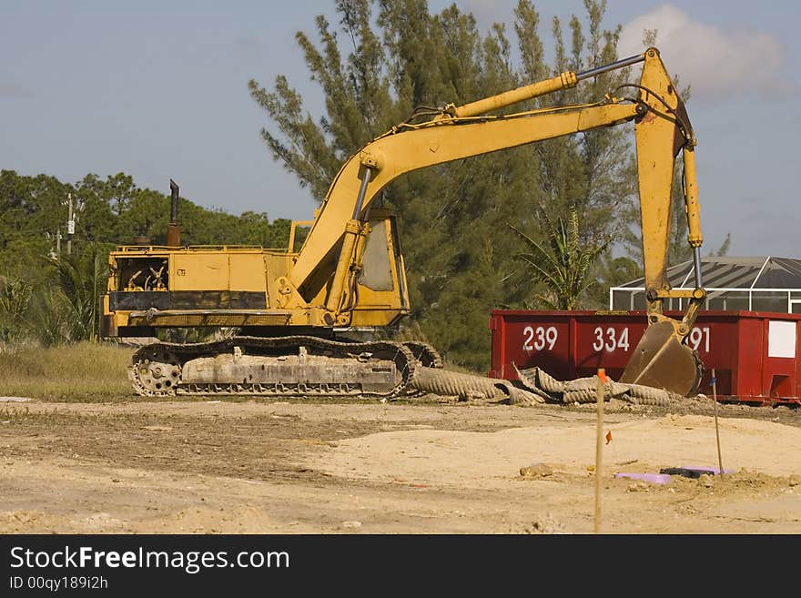 Backhoe At Rest During Lunch