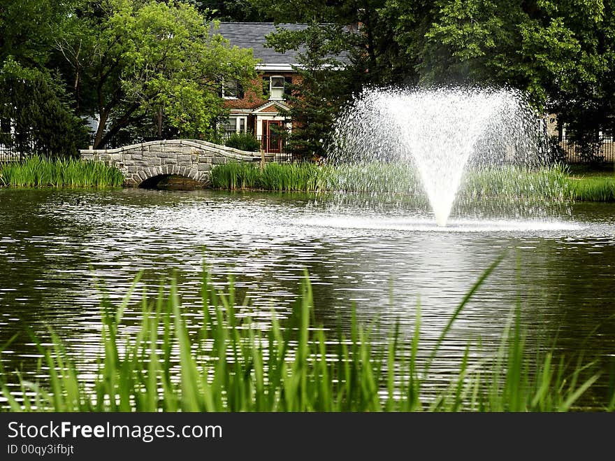 A fountain splashing in a local park