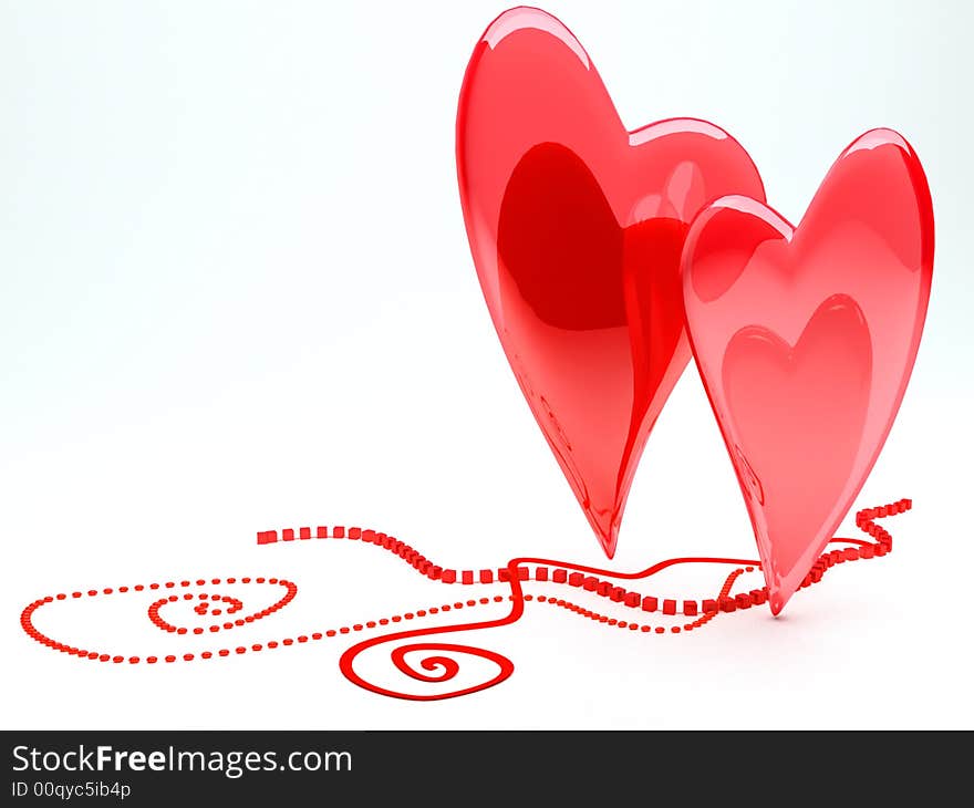 Red hearts on white background. Red hearts on white background