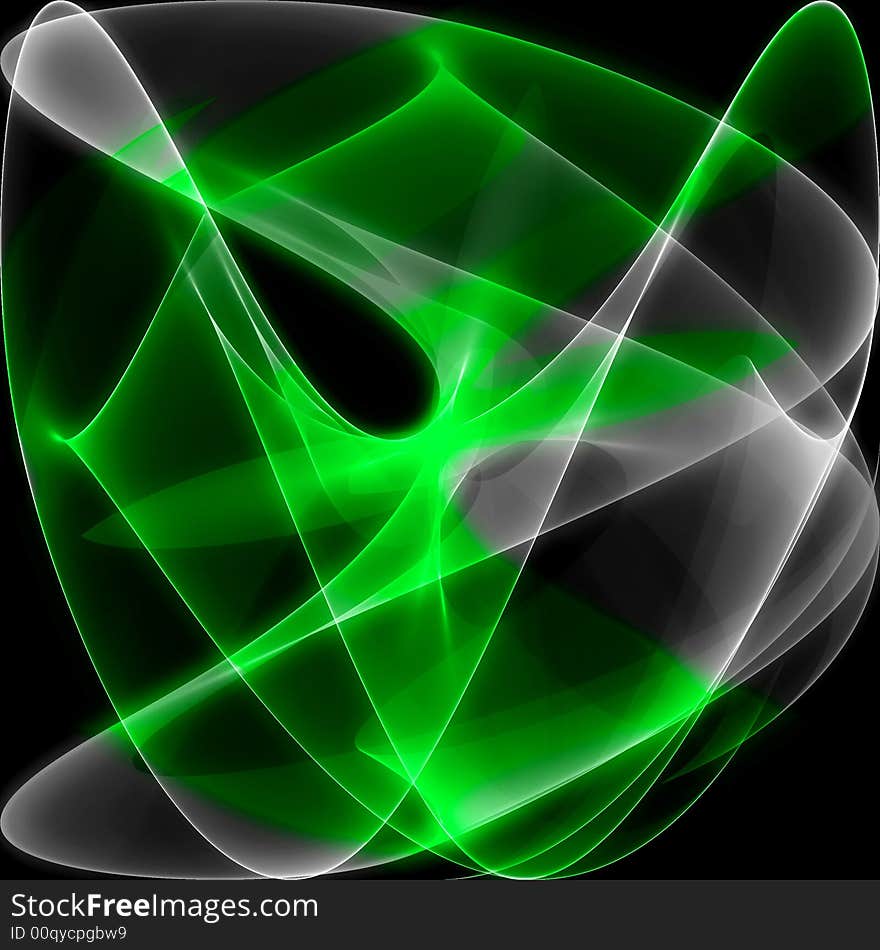 Green abstract composition with flowing design