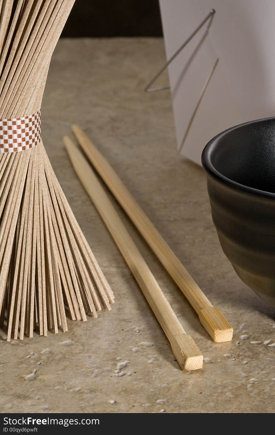 Asian Noodles with Chopsticks and Take-out Box