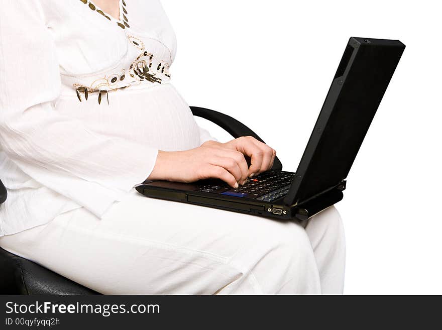 A woman and laptop