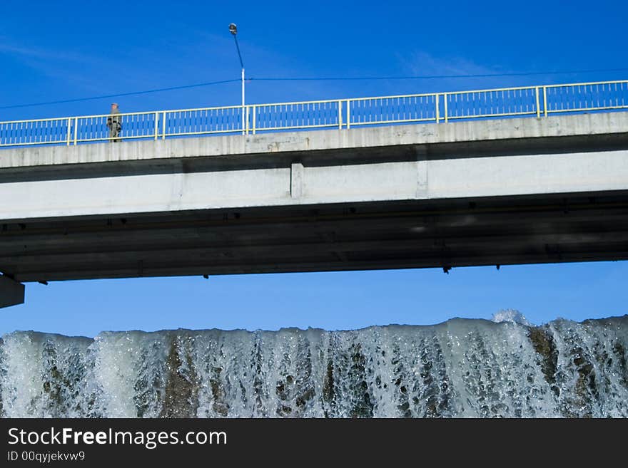 Waterfall and bridge