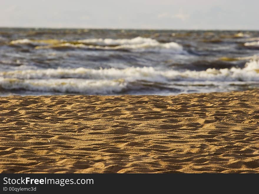 Footprints in the sandy beach