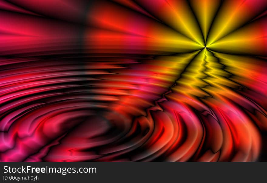 Digitally Generated Fractal Background Depicting the Sunrise Over a Body of Water. Digitally Generated Fractal Background Depicting the Sunrise Over a Body of Water