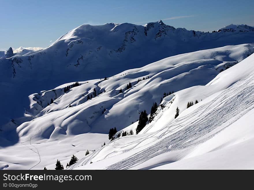 Snow and a lot of snow in the alps. Snow and a lot of snow in the alps