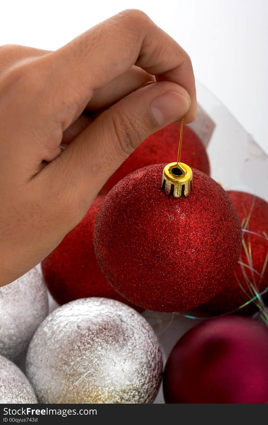 Red and silver baubles ready to decorate. Red and silver baubles ready to decorate