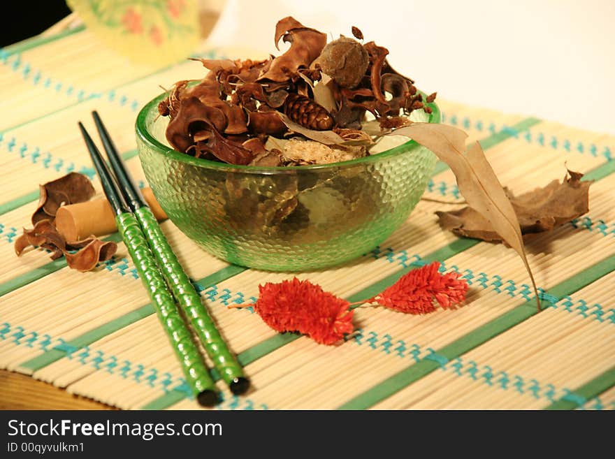 Japanese traditional eating culture in green colours. Japanese traditional eating culture in green colours