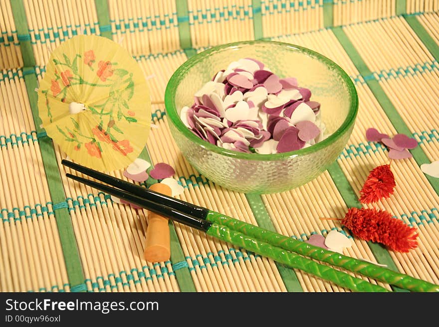 Hearts in a plate japanese eating tradition. Hearts in a plate japanese eating tradition