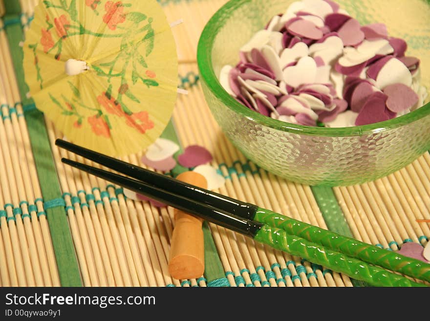 Hearts in a plate japanese eating tradition. Hearts in a plate japanese eating tradition