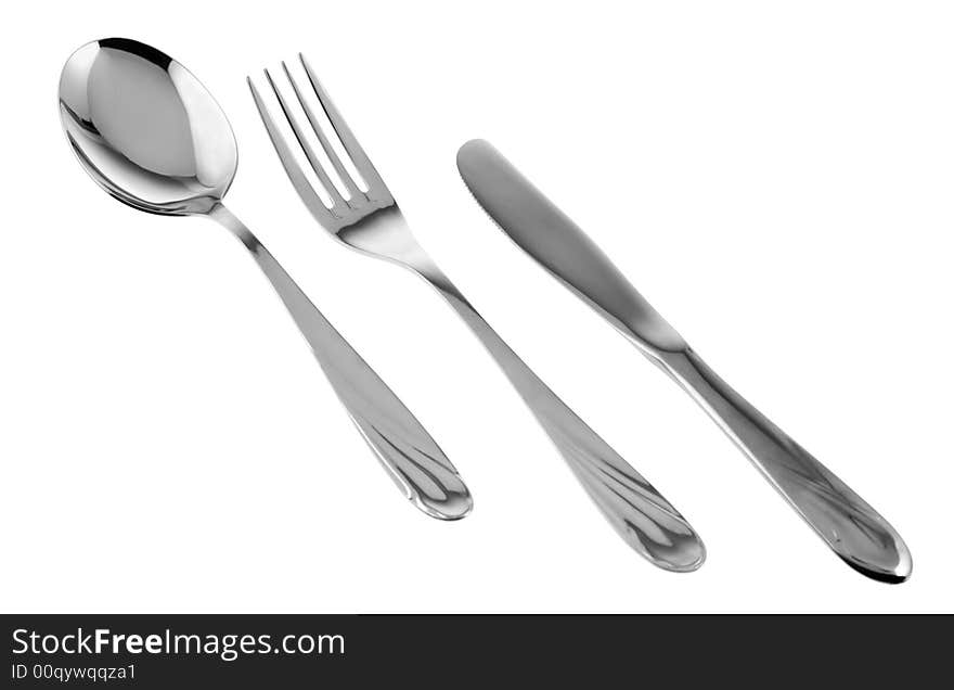 Set of kitchen object. The spoon, fork and knife Separately on a white background. Set of kitchen object. The spoon, fork and knife Separately on a white background.