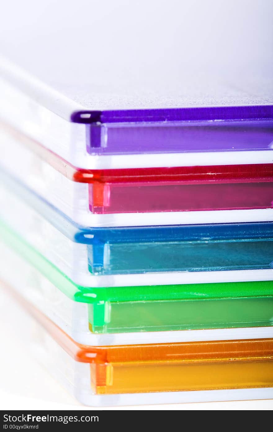 Stack of color disc boxes