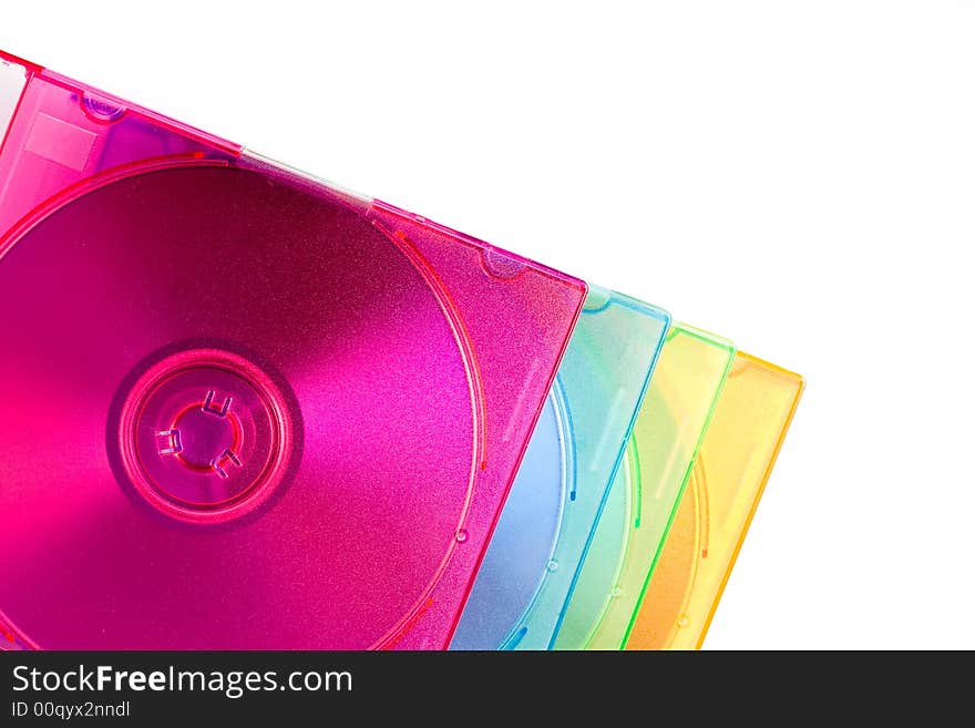 Stack of color disc boxes