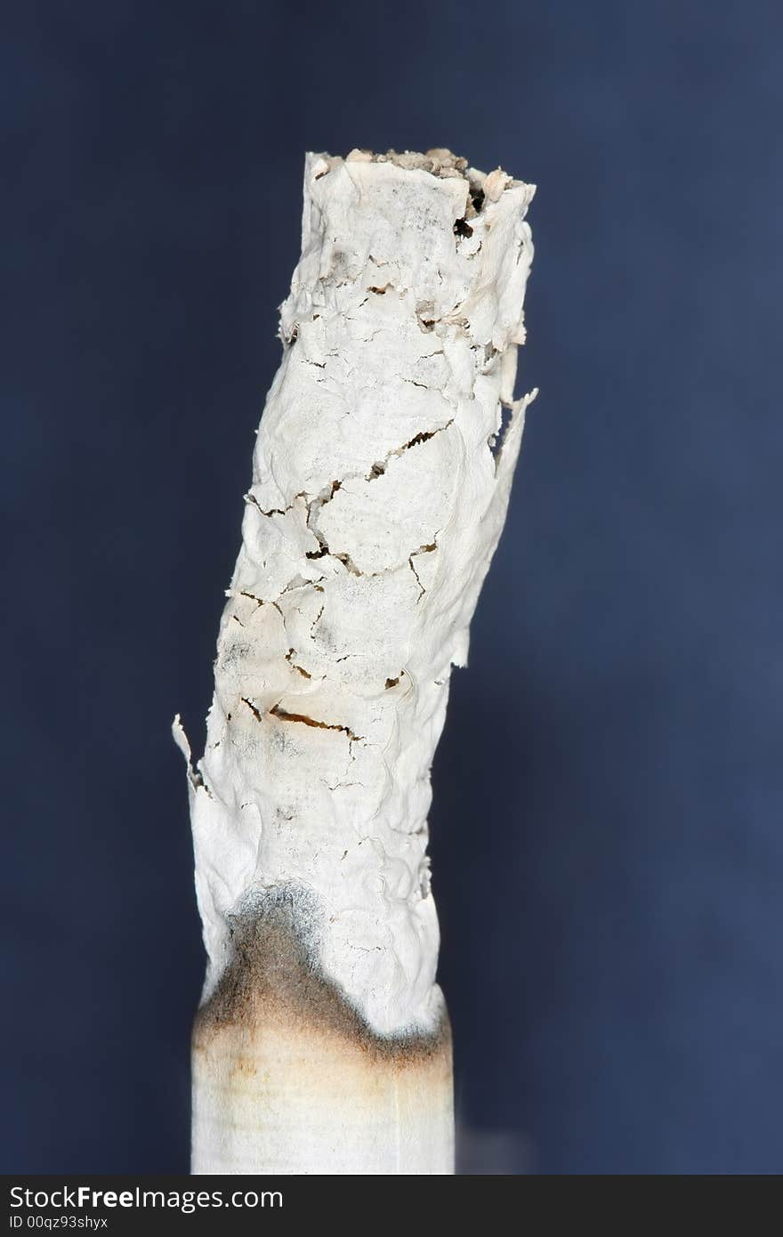 Long ash on burning cigarette