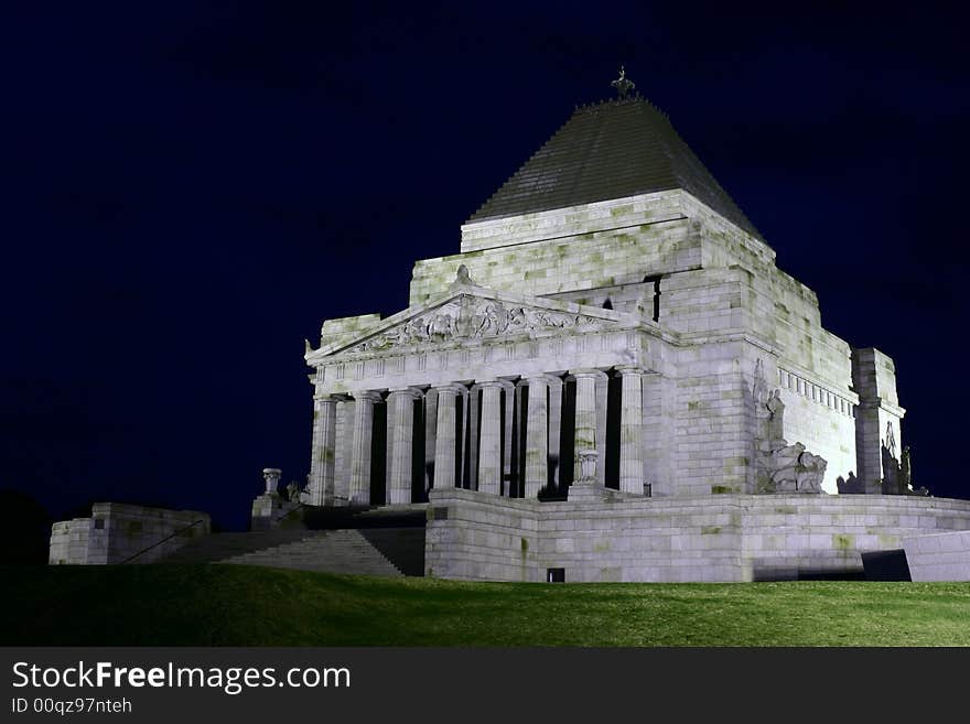 Shrine of Remembrance at night