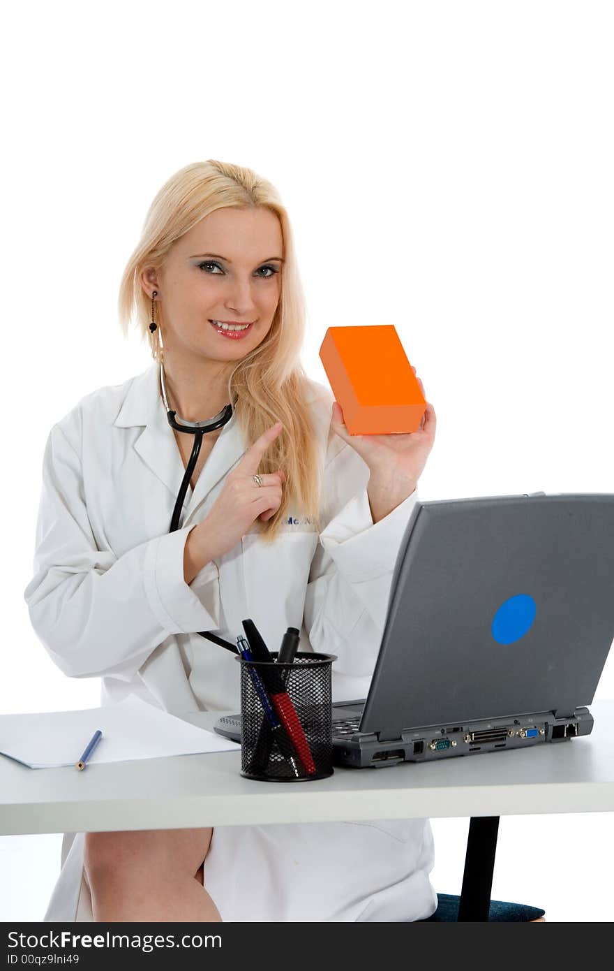 Young doctor with stethoscope on isolated background