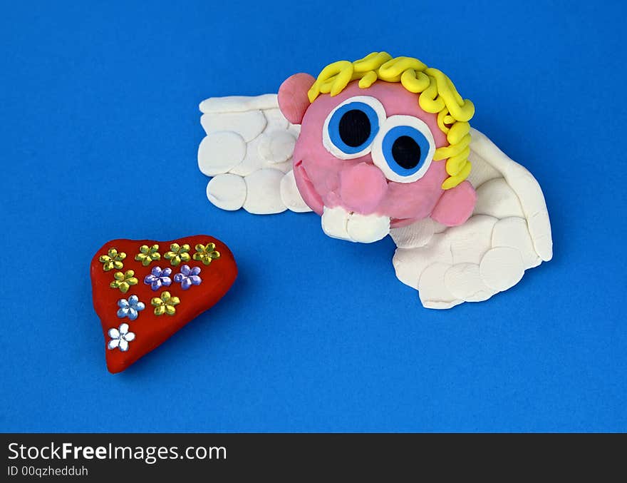 Protecting angel of St. Valentine made from plasticine