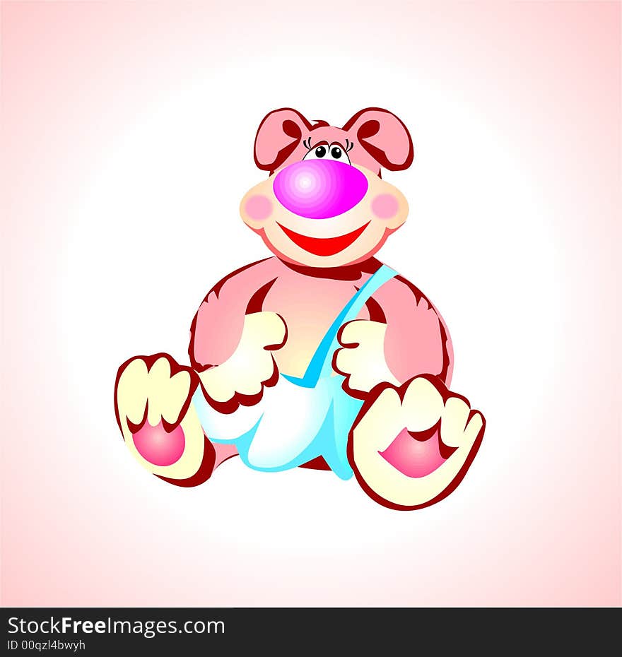 Smiling teddy bear with a big nose illustration. Smiling teddy bear with a big nose illustration