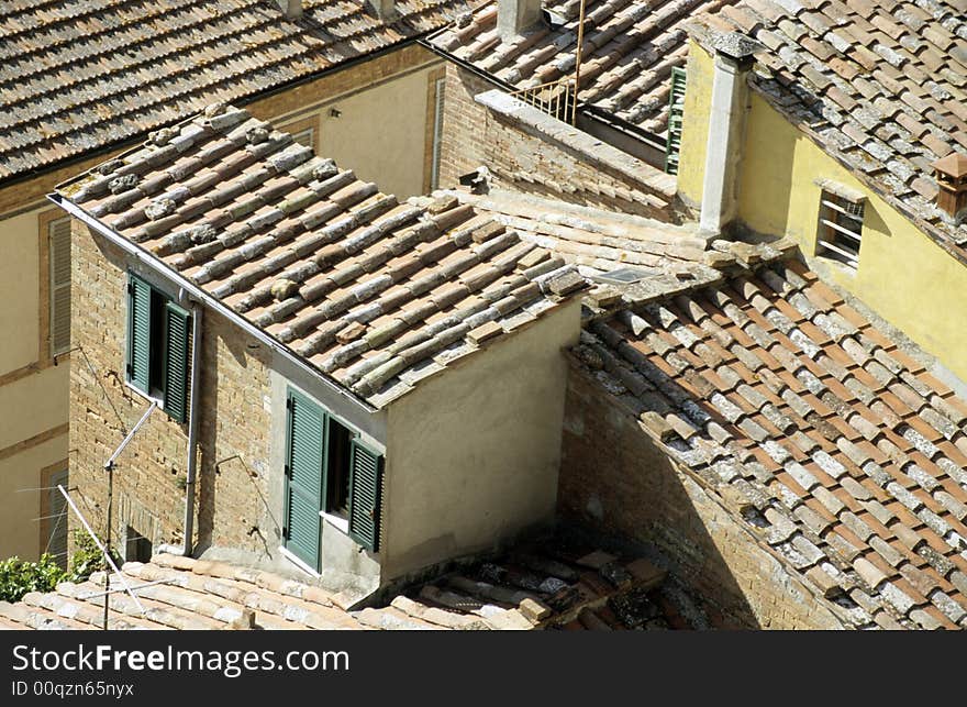 Old rooftops in Cortona, Italy. Old rooftops in Cortona, Italy